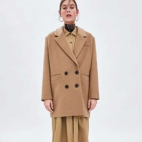 Zara Jackets Coats Zara Trf Masculine Camel Tan Oversized